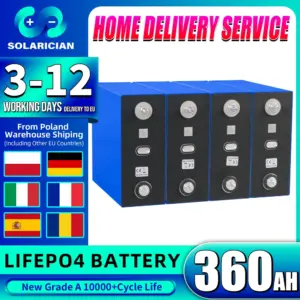 EU US STOCK Grade A 3.2V 360Ah LiFePO4 Battery 10000+ Cycles Brand New for Camping RV Boat Yacht Golf Carts Forklift Solar Cells