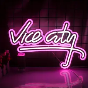 Neon Vice City, podświetlany znak LED do dekoracji pokoju, lampa ścienna do baru, klubu, imprezy, jaskinia mężczyzny, pokój gier, lampa do uprawy