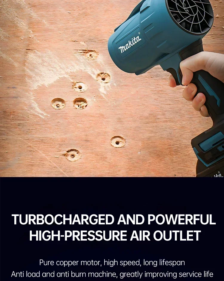 Makita 30000RPM Violent Blower Turbo Jet Fan 18V Electric Air Duster Wind Speed Turbo Rechargeable with Light Car Cleanin Tool 11 kf Sd2955f8cd3734d0bb487a3840ec275b5C