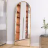 Anajqaqia 165×60 cm Floor Mirror, Full Body Mirror Arch with Aluminium Frame and Chip Protection, Mirror for Bedroom, Gold/Black