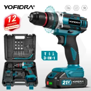YOFIDRA 3IN1 Cordless Electric Impact Drill 25+3 Torque Handheld Flat Drill Screwdriver Power Tools For Makita 18V Battery Pin