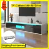 Comanlai 180cm High-gloss TV Cabinet with Color-changing LED Lighting,TV Stands for Living Room,Black 180×30×35cm