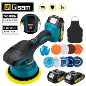 Gisam Cordless Car Polisher 8 Gears Digital Display Electric Polisher Auto Car Polishing Waxing Machine For Makita 18V Battery
