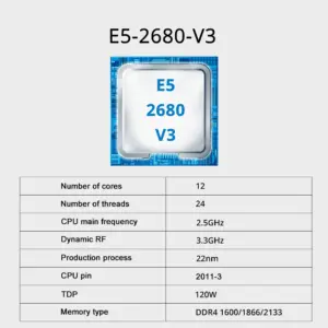 SOYO X99 Gaming Motherboard Kit with E5 2680 V3 CPU & DDR4 16G (2*8G)2133MHz Memory NVME PCIE3.0 TPM2.0 Pin for Desktop Computer 2 kf Sd5d3630ebf0346738e99eb1a287c66aaw