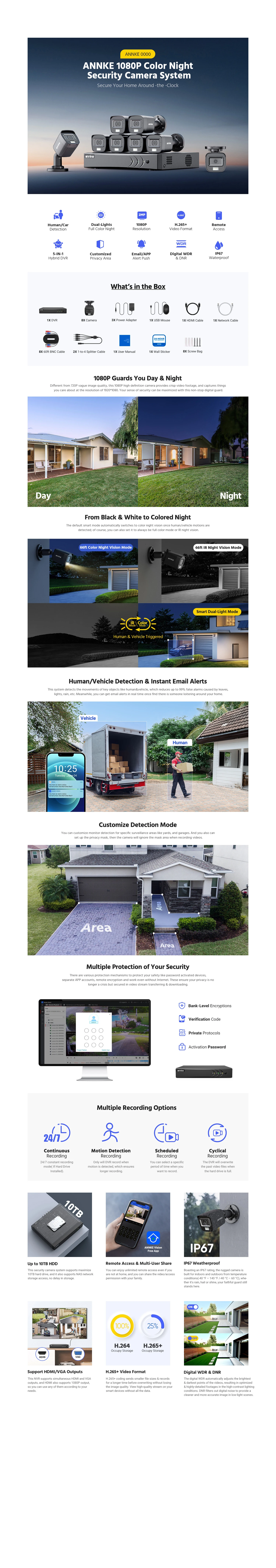 ANNKE 3K Lite Security Camera Surveillance System Outdoor 8CH H.265+ 5in1 DVR 2MP IP66 Home CCTV Cameras Smart Playback 7 kf Sd8873157c3214e6b8904556545096becK