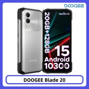 DOOGEE Blade20 Rugged Phone 20GB 128GB Gemini AI Android 15 10300mAh Battery Unisoc T7200 6.6'' HD+ Display Smartphone NFC