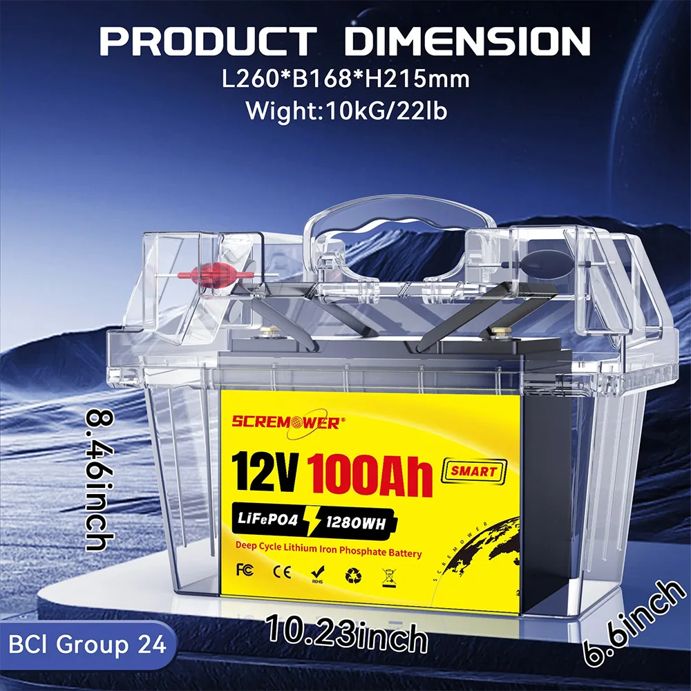 MOSEWORTH LiFePO4 12V 100Ah Battery Pack 12.8V Lithium Battery 8000+ Cycles With Bluetooth BMS Grade A For Boat RV Campers 21 kf Sd912763051874465894eff5f512fbe43o