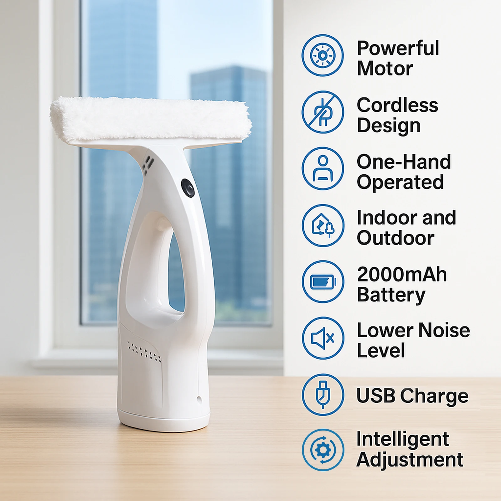 3-in-1 electric window cleaner: vacuum, water suction, and squeegee, cleans tiles and mirrors, can be operated with one hand 9 kf Sdad0cdd52f7a409a8b0e884af7b07939S