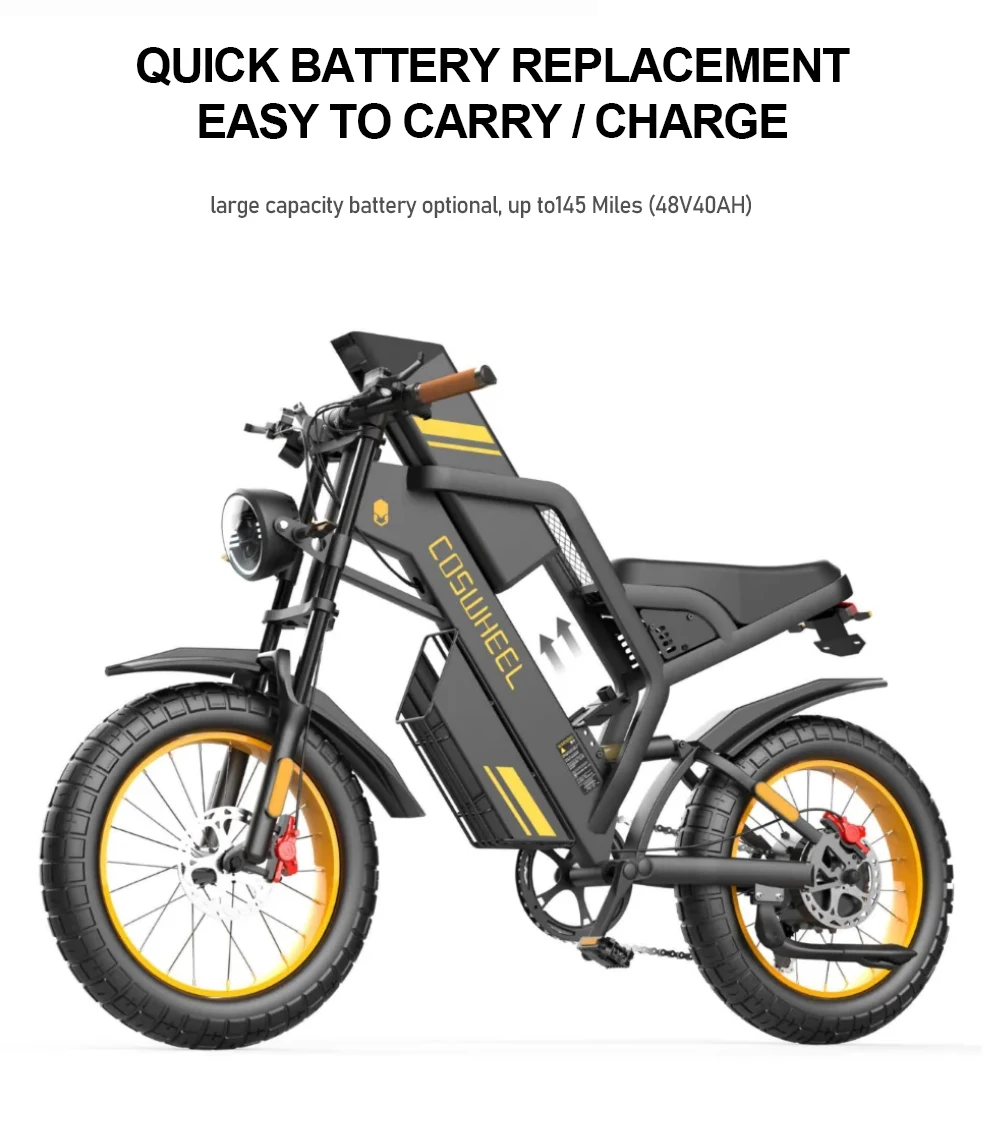 COSWHEEL Electric bike GT20 PRO 3000W Dual Motor 48V 40AH Electric Bicycle 20 Inch Fat Tire Off-Road Mountain EBike 20 kf Sdb6cebd33a2a4a1d8f16481db70c1f9eH