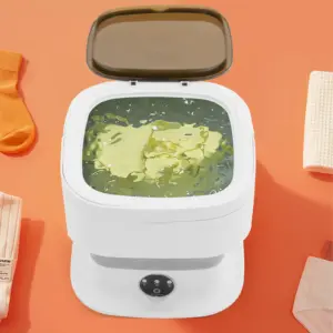 Portable Washing Machine Foldable Mini Washer for Underwear & Baby Clothes 2.64 Gallon Capacity with 3 Modes Timer & Drain Hose