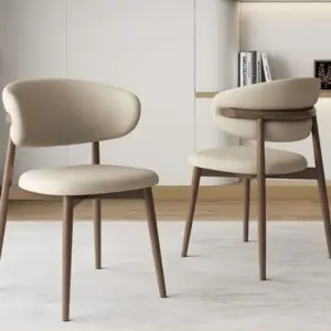 Nordic Dining Chair Home Modern Simple Backrest Light Luxury PU Leather Dining Chairs Restaurant Chair Living Room Furniture