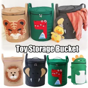 Cartoon Animal Storage Baskets Large Capacity Foldable Toy Organizer Bin with Lid for Kids Room Home Nursery Organization