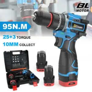 Gisam 95NM 25+3 Torque Brushless Electric Drill Protable Electric Screwdriver Metal Ratchet Chuck Cordless Drill DIY Power Tools