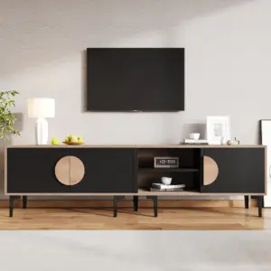 180*35*49cm lowboard TV cabinet, TV stand for the living room, TV cabinet with 2 cabinets, TV board with open shelves