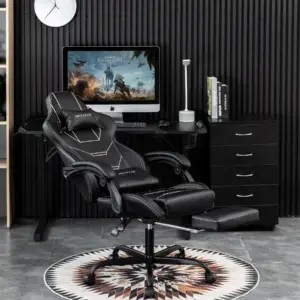 WOTSTA Gaming Stuhl Ergonomisch Gaming Chair Bürostuhl mit Fußstütze Racing Computerstuhl Höhenverstellbar Gepolstert Computerst 5 kf Sde7b632f216e461ca42865bca325e6c3k