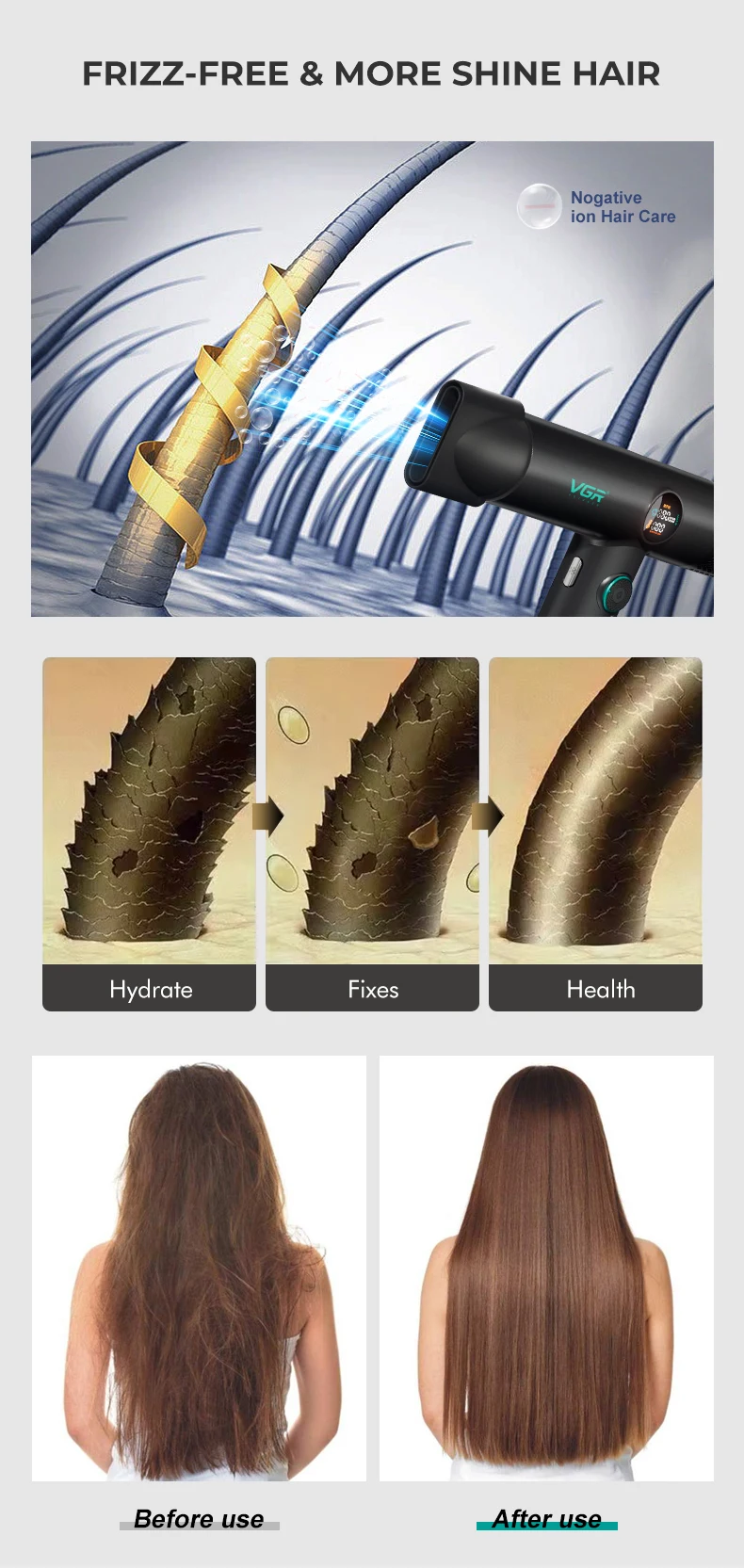 VGR Hair Dryers Professional Air Blower Negative Ion Hair Dryer 110000 RPM Hair Dryer Machine BLDC Motor Barber Salon V-401 14 kf Sdea42705cbed41e5ad16ce7655fcb74da