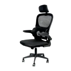 Ergonomic Office Chair, Swivel Gaming Chair, High Mesh Backrest, With Lumbar Support, Foldable Armrests, Removable Headrest