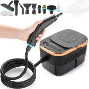 Handheld high-pressure steam cleaner, preheats in just 15 seconds, ideal for home/kitchen/bathroom use.
