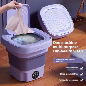 8L Portable Small Foldable Washing Machine with Spin Dryer For Socks Underwear Panties Washer Household Mini Washing Machine