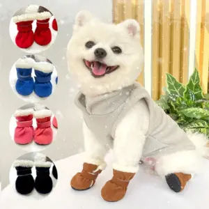 4Pcs Winter Waterproof Warm Pet Dog Shoes Non-slip for Small Breeds Dogs Puppy Outdoor Walking Pet Accessories Dog Socks Bootie