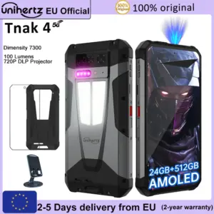 Unihertz by 8849 Tank 4 Smartphone Android 14 Built-in 720P Projector Dimensity 7300 24GB 512GB 11600mAh 120Hz AMOLED 5G Phone