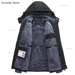 Outdoor Hardshell Plus Size Men's Plush Padded Windproof Jacket for Middle-aged and Elderly Mountaineering Clothing