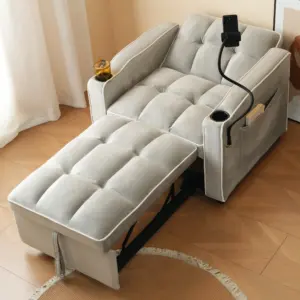 3-in-1extendable single sofa bed with beverage rack and phone holder,sofa bed,chair,perfect for small rooms,83*167*76 cm