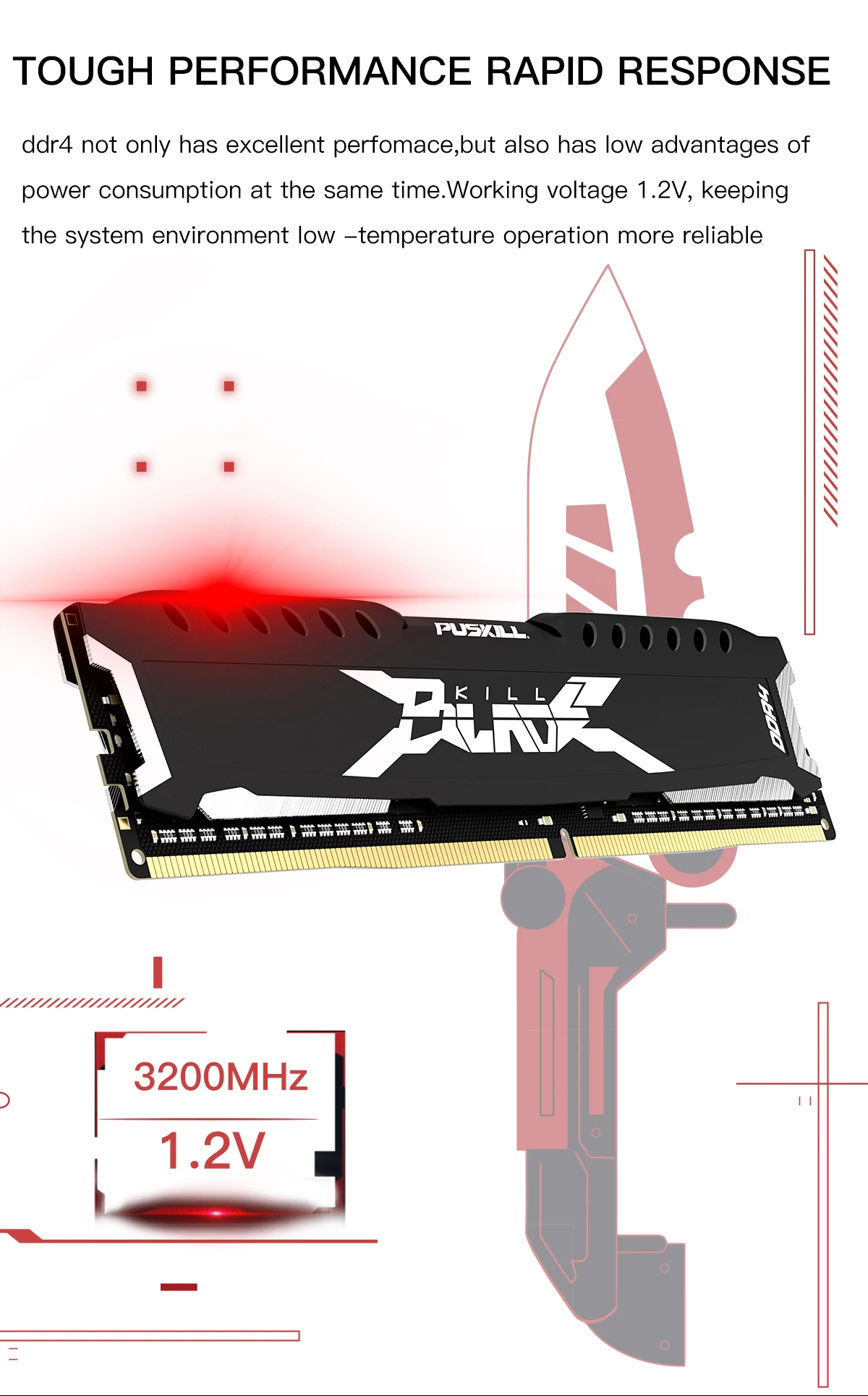 PUSKILL Memória RAM DDR4 16GB 8GB 1.2V 3200MHz 2666MHz Desktop Computer UDIMM Cooling Vest Memory Memoria 11 kf Se65538c5222348b1bf76128d0eb6fe20L