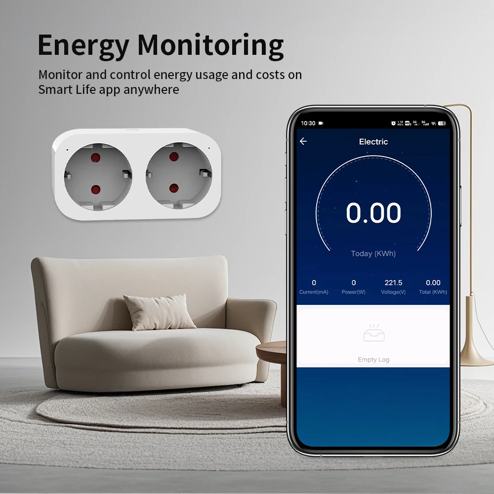 TNCE tuya wifi Dual plug 16A eu 2 socket in 1 Power Monitor Smart life Remote Control Timer Voice with Google Home Alexa Alice 10 kf Se6c1c6044ff6421dbfe8939cc3c82b5f4
