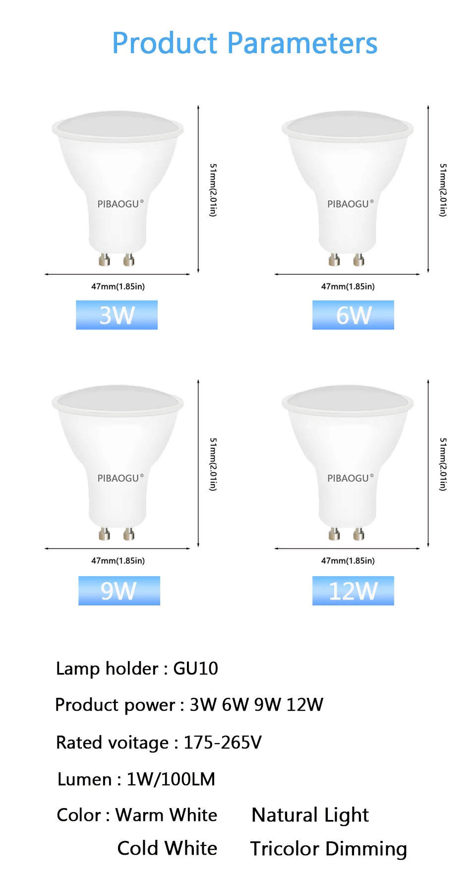 12PCS AC220V LED Bulb 3W 6W 9W 12W GU10 LED Spotlight Bulb 270 Degree Beam Angle For Home Office Decoration Lamp Light 8 kf Se91195324a654bc7b272e1d216e16d89D