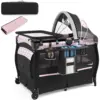 5-in-1 Travel Cot with Mattress,with Adjustable Canopy,with Changing Mat,Music Box & Carry Bag,up to 15 kg Load Capacity