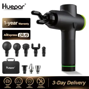 Huepar LCD Display Massage Gun Neck Massager Smart Shaping Hit Fascia Gun for Body Relaxation Fitness Muscle Grinding Tools