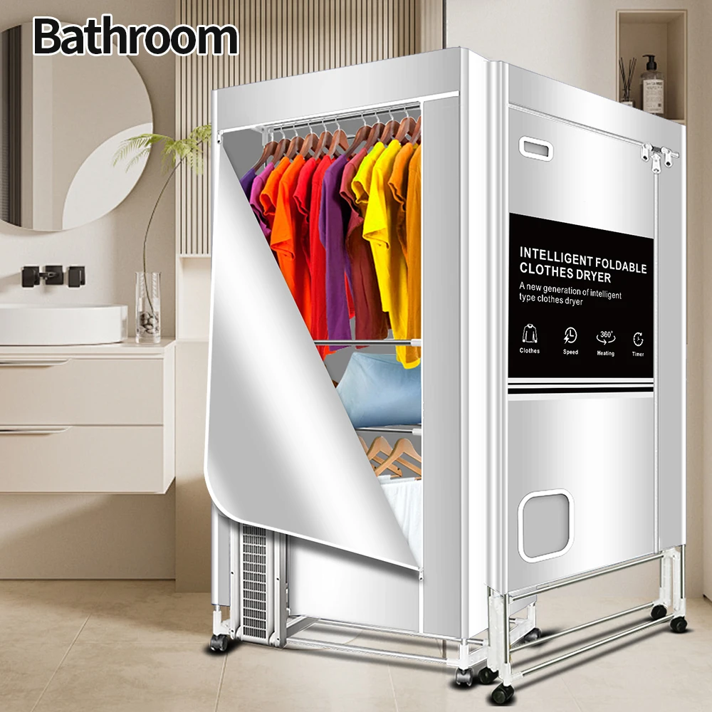 Portable Electric Clothes Dryer, 1600W Heated Clothes Airer,Travel Heated Clothes Dryer with Timer,Electric Clothes Dryer 16 kf Sed18fc16152a4305b7bc8181d92a0abd7
