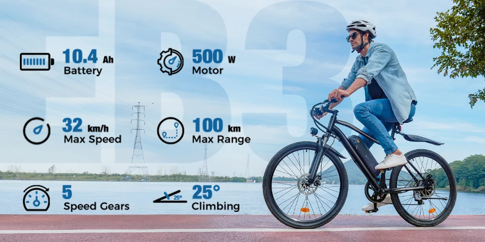iScooter EB3 Electric Bike, 500W Motor, 36V 10.4AH, Adult Electric Bike, Removable Lithium Battery, City Commuting E-Bike 18 kf Sedb5fc176b8b4cdbb8f2fb476ba75127z