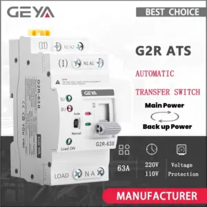 GEYA G2R ATS Mini Automatic Transfer Switch 220V Din Rail Dual Power Electrical Selector Switches Uninterrupted Power 63A 110V