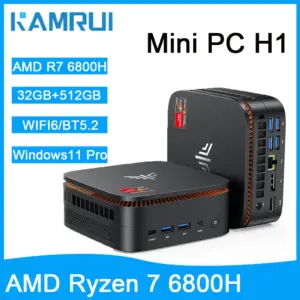 Kamrui Mini PC AMD Ryzen7 6800H 32GB LPDDR5 512GB PCIeSSD up to 4.7GHz WIFI6 BT5.2 Win11pro Dual Channel Desktop Gaming Computer
