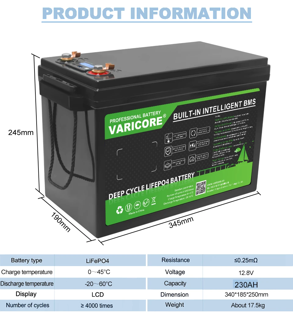 VariCore 12.8V 340ah 310ah 120AH LiFePO4 Battery 12V Lithium Iron Phosphate Batteries Cycles Touring car 14.6V Charger Tax Free 13 kf See0e2b0630d745f7baa8f33d3c3244f6S