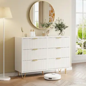 ROSAHQNDA Modern Chest Of Drawers, 4 Or 6 Drawers, Storage Cabinet With Anti-tip Protection, Cabinet For Living Room, Bedroom