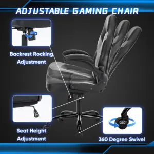 JHK Ergonomic Office Computer Home Gaming Desk Chair Adjustable PU Leather Racing Chair Flip-up Armrest For Christmas Furniture 6 kf Sef8211abc54546b2af2f8b346423dbaar