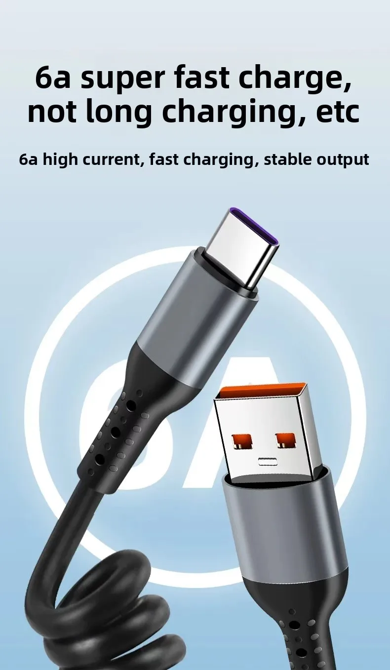 25CM To 1M Car Spring Data Cord 6A Short Fast Charging Wire USB C TO USB C Cable For iPhone15 Huawei Xiaomi Samsung Type c Cable 8 kf Sf07af3819a214383a48c51622cb87385J