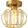 Crystal Ceiling Lamp,E27 Mini Ceiling Lamp Metal Ceiling Lighting Semi Recessed Indoor Lighting (Gold,Bulb not included)