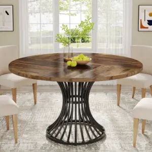 Tribesigns Round Dining Table for 4-6 People, 47-Inch Farmhouse Dinning Room Table Circle Kitchen Table, Industrial Dinner Table 2 kf Sf191cc03025441b89b2a3acdec4e9179i