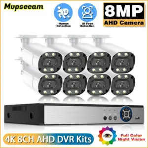 4K 8MP Security Camera System 8Channel DVR Recorder 8MP Outdoor AHD CCTV Kit Video Surveillance System DVR Kit Face Detection
