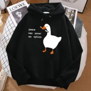 Peace Was Never An Option Printed Sweatshirt Men Street Oversize Autumn Hooded Hipster Soft Hoodies Hip Hop Warm Sportswears