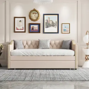 Fangange Day Bed, Sofa Bed,90-180x200cm,Folding Sofa,Single bed,Upholstered Guest Bed,sofa Bed for Living Room,Bedroom,Linen