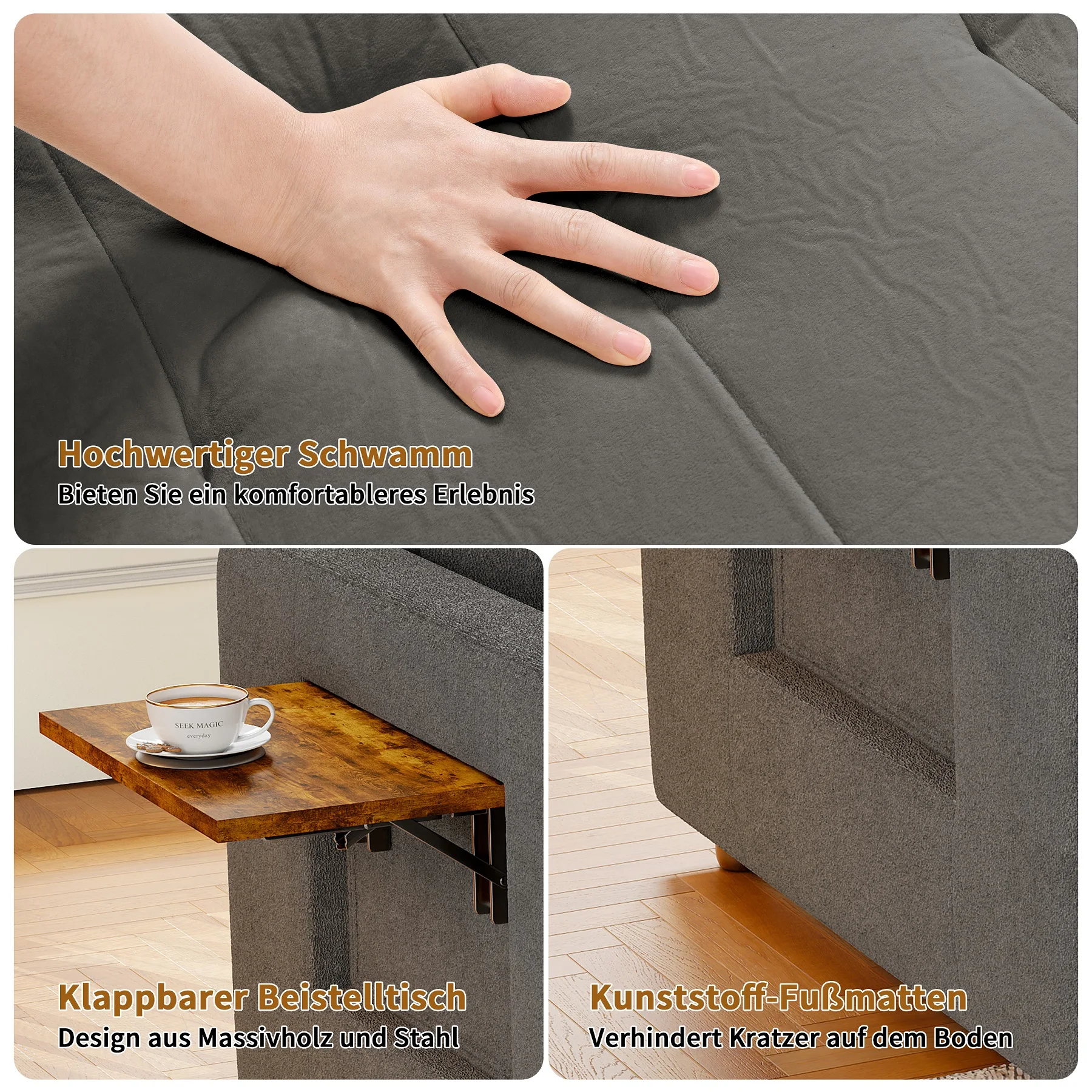 Rosahqnda Folding Sofa Bed,Sleeping Chair with Adjustable Backrest&table&Side Pocket,Relaxing Chair for Living Room,Bedroom 43 kf Sf320792ea58642138e0f4c5f7a605e67g