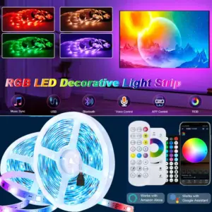 5V USB RGB LED Strip App Control 16 Million Colors Music Sync Dimmable TV Backlight Flexible Tape For Gaming Room Decor