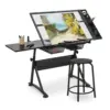 Glass Drafting Table Art Desk Adjustable Professhional Artwork Drawing Drafting Table Desk for Craft Station Studio Home Office
