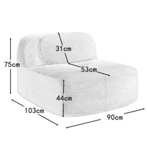 1piece Modern Lovely Sofa Without Armrests with Cushion, Living Room Furniture, Modular Corner Sofa, Premium Cordstock Fabric 2 kf Sf4c3a398038147b38c794c93222e527fx
