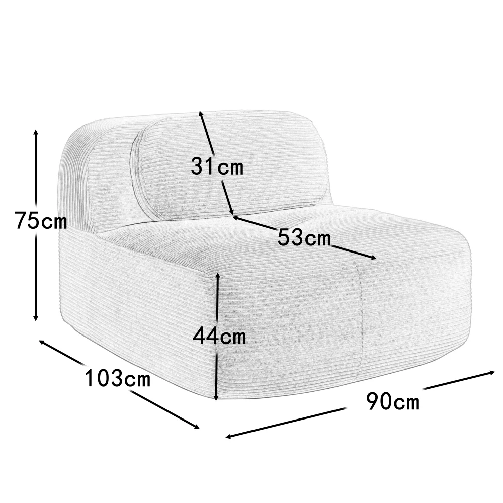 1piece Modern Lovely Sofa Without Armrests with Cushion, Living Room Furniture, Modular Corner Sofa, Premium Cordstock Fabric 7 kf